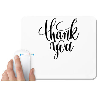 UDNAG White Mousepad 'Thank you' for Computer / PC / Laptop [230 x 200 x 5mm]