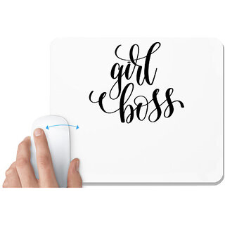 UDNAG White Mousepad 'Girl u boss' for Computer / PC / Laptop [230 x 200 x 5mm]