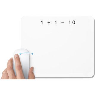 UDNAG White Mousepad 'Coder | 1 + 1 = 10' for Computer / PC / Laptop [230 x 200 x 5mm]