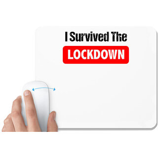 UDNAG White Mousepad 'Corona | I servived the lockdown' for Computer / PC / Laptop [230 x 200 x 5mm]