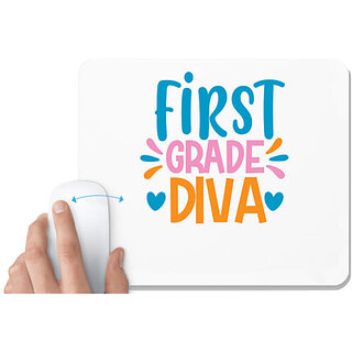 UDNAG White Mousepad 'School Teacher | first grade divaaa' for Computer / PC / Laptop [230 x 200 x 5mm]