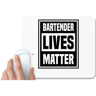 UDNAG White Mousepad 'Bartender | BARTENDER' for Computer / PC / Laptop [230 x 200 x 5mm]