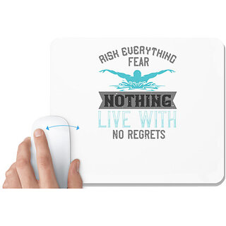 UDNAG White Mousepad 'Swimming | Risk everything fear nothing live with' for Computer / PC / Laptop [230 x 200 x 5mm]