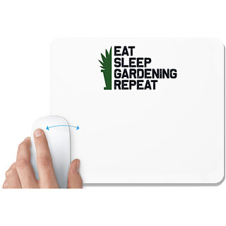 UDNAG White Mousepad 'Garden | Eat sleep' for Computer / PC / Laptop [230 x 200 x 5mm]
