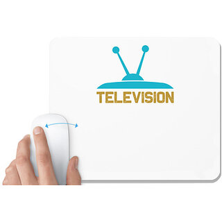 UDNAG White Mousepad 'TV | Television' for Computer / PC / Laptop [230 x 200 x 5mm]