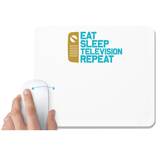 UDNAG White Mousepad 'TV | Eat sleep copy 7' for Computer / PC / Laptop [230 x 200 x 5mm]