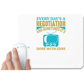 UDNAG White Mousepad 'TV | Every day' for Computer / PC / Laptop [230 x 200 x 5mm]