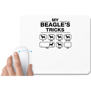 UDNAG White Mousepad 'Dogs | My beagles tricks' for Computer / PC / Laptop [230 x 200 x 5mm]