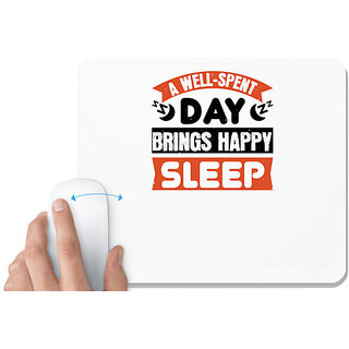 UDNAG White Mousepad 'Sleeping | A wellspent day brings happy sleep' for Computer / PC / Laptop [230 x 200 x 5mm]