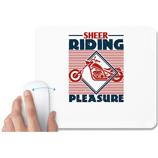 UDNAG White Mousepad 'Motor Cycle | Sheer Riding Pleasure' for Computer / PC / Laptop [230 x 200 x 5mm]