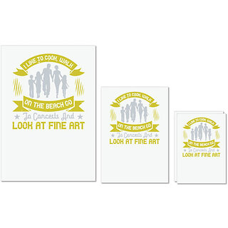 UDNAG Untearable Waterproof Stickers 155GSM 'Walking | I like to cook walk on the beach' A4 x 1pc, A5 x 1pc & A6 x 2pc