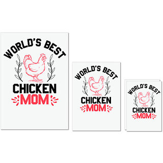 UDNAG Untearable Waterproof Stickers 155GSM 'Chicken | world's best chicken mom' A4 x 1pc, A5 x 1pc & A6 x 2pc