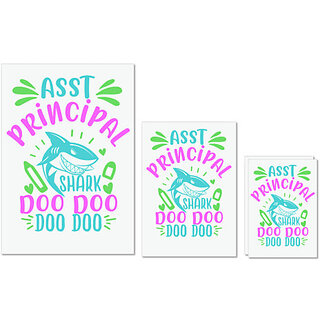 UDNAG Untearable Waterproof Stickers 155GSM 'Principal | asst principal shark doo doo' A4 x 1pc, A5 x 1pc & A6 x 2pc