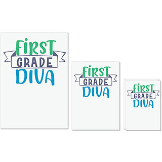 UDNAG Untearable Waterproof Stickers 155GSM 'School Teacher | first grade divaa' A4 x 1pc, A5 x 1pc & A6 x 2pc