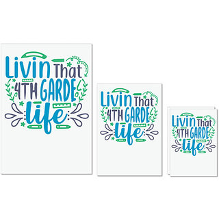 UDNAG Untearable Waterproof Stickers 155GSM 'School Teacher | livin that 4th garde life' A4 x 1pc, A5 x 1pc & A6 x 2pc