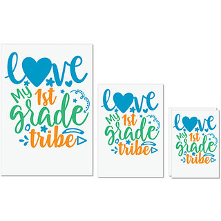 UDNAG Untearable Waterproof Stickers 155GSM 'School Teacher | love my 1st grade tribe' A4 x 1pc, A5 x 1pc & A6 x 2pc