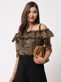 Vivient women tiger printed shoulder strap top