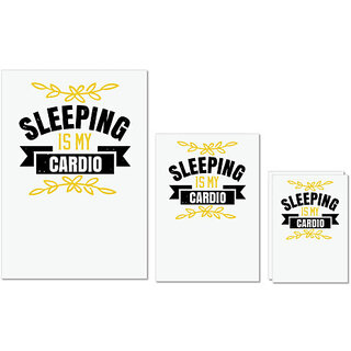 UDNAG Untearable Waterproof Stickers 155GSM 'Sleeping | Sleeping is my cardio' A4 x 1pc, A5 x 1pc & A6 x 2pc