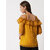 Vivient women yellow dotted shoulder strap top