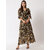 Vivient women tiger printed cold shoulder long dress