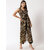 Vivient  women tiger printed georgette  long  front slit dress