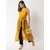 Vivient Women Mustard Dotted Georgette Long Front Slit Dress