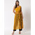 Vivient Women Mustard Dotted Georgette Long Front Slit Dress