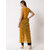 Vivient Women Mustard Dotted Georgette Long Front Slit Dress