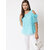 Elizy women cyan dotted georgette cold shoulder top
