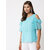 Elizy women cyan dotted georgette cold shoulder top