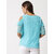 Elizy women cyan dotted georgette cold shoulder top