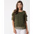 Elizy Women Mint Green Dotted Georgette Cold Shoulder Top