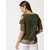 Elizy Women Mint Green Dotted Georgette Cold Shoulder Top