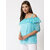Elizy women cyan dotted georgette shoulder Strap top
