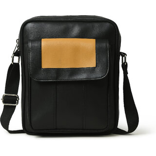 MATRICE messenger bag with black faux vegan leather(NE-S-0802-Black)