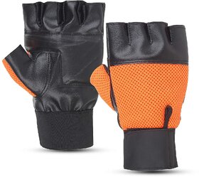 Takson Gym  Bike Riding Leather Gloves With Net (Assorted colours)