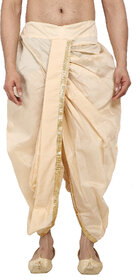 DISONE Silk Beige Dhoti for Men with Allover Border