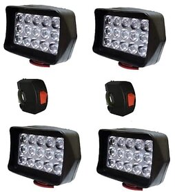 PETROX 15 Led Pack Of 4 White for Bike Led Light Driving Waterproof Headlights Fog Lamp Lighting Accessories Anti-Fog Spot Light Auxiliary Headlight with On / Off Switch