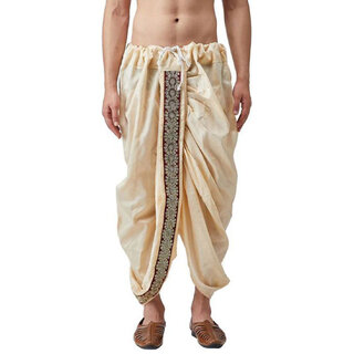 DISONE Beige Silk Readymade dhoti for Men
