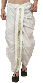 DISONE White Silk Dhoti for Men