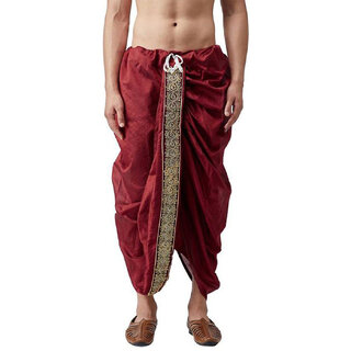 DISONE Red Silk Dhoti for Men