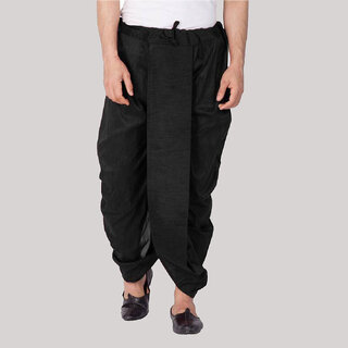 DISONE Silk Plain Black Dhoti for Men