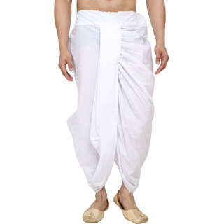 DISONE White Cotton Dhoti for Men