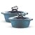 Trueware Zinna Serving Casserole Set of 2 (1000+1500 ml)Inner Stainless Steel Outer Plastic Body Plastic Lid - Blue