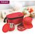 Trueware Brunch 2+1 Insulated Lunch Box with Stainless Steel InnerMicrowave Safe Containers3 Pack Tiffin Box for Office amp School Use- Red