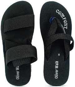 OLIVER WALK Graceful Sandal  Flip Flop For Men - Black (Pack of 2)