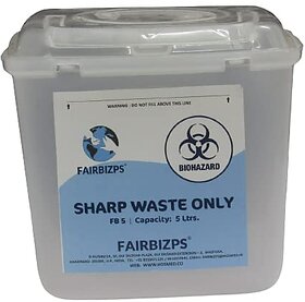 FAIRBIZPS Bio-Medical Sharps Container with Puncture Proof for Needles, Glass Waste and Metallic Implants-Capacity 5 Ltr