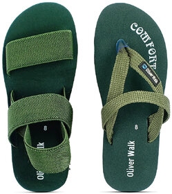 OLIVER WALK Sandal  Flip Flop For Men - Green (Pack of 2)