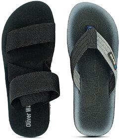 OLIVER WALK Sandal  Flip Flop For Men Set - Black (Pack of 2)