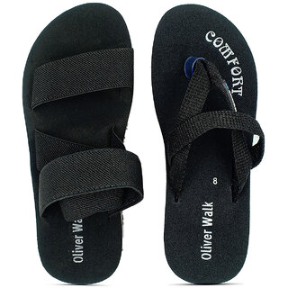 OLIVER WALK Graceful Sandal  Flip Flop For Men - Black (Pack of 2)